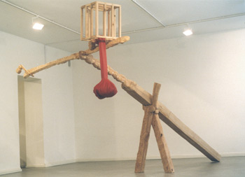 Insolence, 1999, alder, plastic canvas, height 250 cm